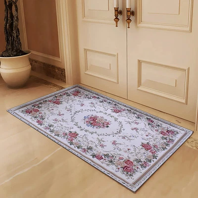 Luxury Soft Rustic Floral Area Rugs Washable Elegant Shabby Rose Rug Non Slip... - Image 1 of 4