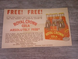 VTG Royal Crown Cola free 6 pack bottles brochure Nehi products Fresno, Ca. 10E - Picture 1 of 8