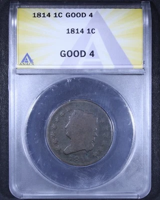 1814 Classic Head Large Cent - 1c ANACS G4 - Tough Coin! - Image 1 of 4