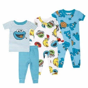 Sesame Street Cookie Monster Character Infant 4-piece Sleep Set, Blue - Picture 1 of 6