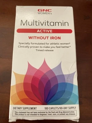Женские поливитаминные активные без железа GNC 180 каплет срок годности 09/2025 - Изображение 1 из 3