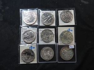 P211 Finlandia mediados de 1900 plata 10 Markkaa Commem. Grupo Lote 9 piezas - Imagen 1 de 1