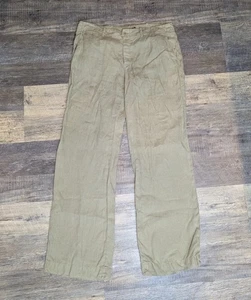 Pantalone donna Ralph Lauren 100% lino gamba larga taglia 12 Lagenlook bottoni mosca - Foto 1 di 7