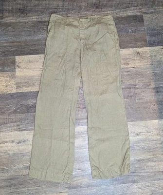 Pantalones Ralph Lauren 100 % lino pierna ancha para mujer talla 12 Lagenlook botón mosca Foto 1 de 4