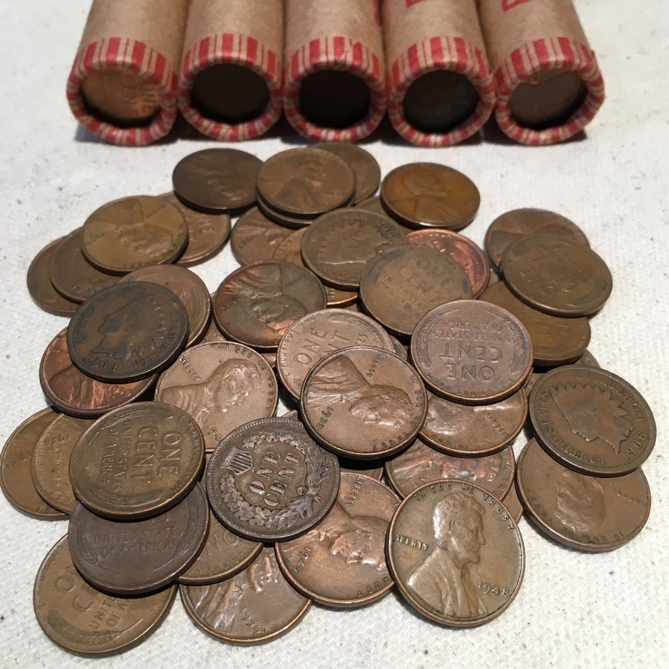 💰 Rollos de centavos de trigo Lincoln 1909-1958 - ¡con centavos indios! 💰 Foto 1 de 1