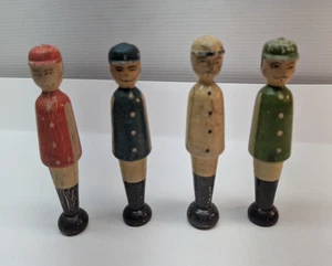 LOT OF 4 Wooden Baseball Players Multicolor Skittle Hand Painted Handcrafted 6" - Picture 1 of 8
