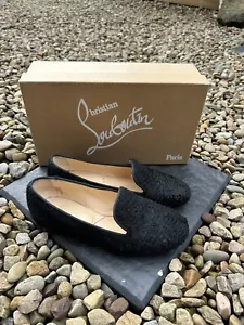 Christian Louboutin Sakouette Flat Pony Astrakan Zapatos Negros 34 Reino Unido 1 En Caja - Imagen 1 de 7