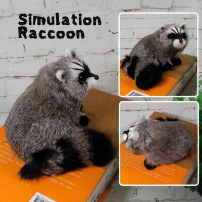 Realistic Lifelike Raccoon Plush Toy Model Fur Furry Animal Doll Kids Xmas Gift - Image 1 of 4