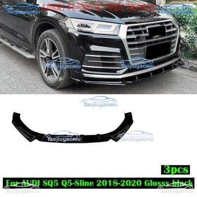 Fits AUDI SQ5 Q5-Sline 2018-2020 Black Car Front Bumper Lip Body Kit Spoiler 3pc - Image 1 of 4