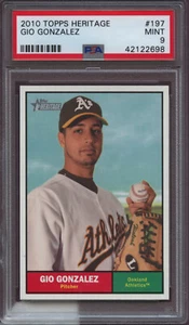 2010 Topps Heritage 197 Gio Gonzalez PSA 9 Mint Centered - Picture 1 of 2