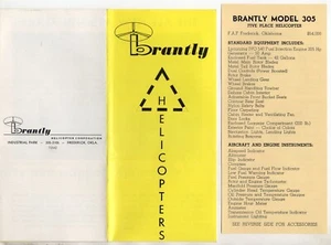 Helicóptero Brantly B2B 305 de colección década de 1960 folleto desplegable publicidad de aviación - Imagen 1 de 2