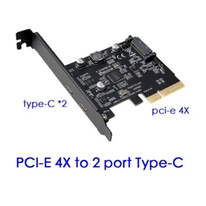 PCI-E PCI Express 4X to USB 3.1 Gen2 10Gbps 2-Port Type C Expansion Card Adapter - Picture 1 of 12