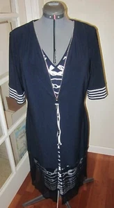 Joseph Ribkoff marineblau nautisch kurzärmeliges Kleid Damen Größe 16 US 18 UK NEU - Bild 1 von 6