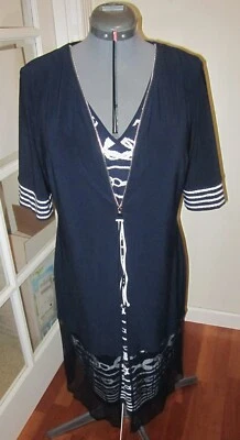 Vestido JOSEPH RIBKOFF Azul Marino Náutico Manga Corta Para Mujer Talla 16 EE. UU. 18 REINO UNIDO NUEVO Foto 1 de 4