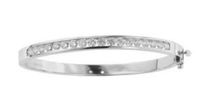 3.00 Ct TTW Channel Set Round Diamond Bangle Bracelet in 14 kt White Gold - Picture 1 of 8
