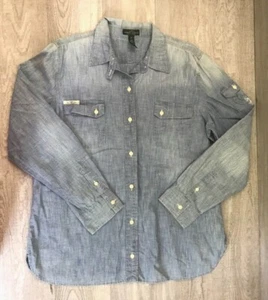 LRL Lauren Jeans Mens XL Button Up Shirt Blue - Picture 1 of 8