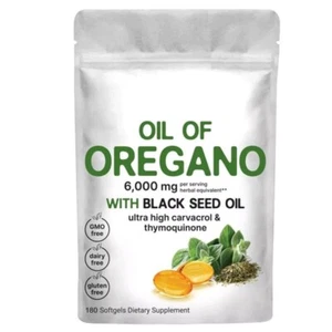 180 Count Oregano Oil Extract Softgels, 6000 mg,  for Immune Support - Picture 1 of 9