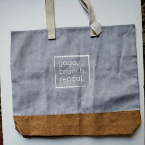 Bolso de Mano Gris Tela Yoga Brunch Repetir con Correas Caqui Bolso de Corcho Suave - Imagen 1 de 5