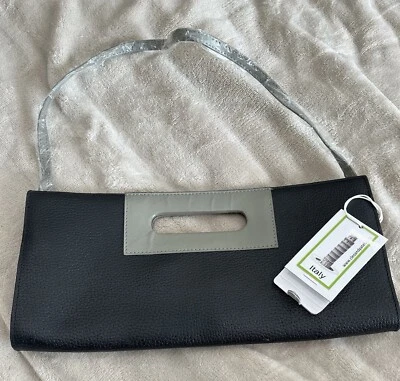 CLEO & PATEK Italy  Black Color Block Leather Clutch - Image 1 of 2