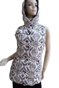 Pendleton Women's Vest XS/TP Puffer Duck Down Hooded Western Aztec White/Grey - Picture 1 of 9