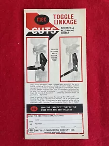 Pubblicità stampa vintage 1969 MEC Mayville Engineering Co. Toggle Linkage Shotshell ricarica - Foto 1 di 7
