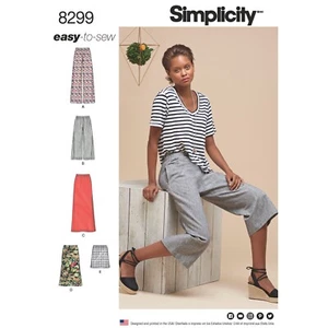 SIMPLICITY 8299 MISSES SKIRT OR PANTS Sewing Pattern Sizes 6-14 & 14-22 EASY - Picture 1 of 7