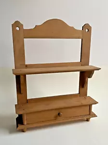 Antikes zierliches Holz Gewürzregal Wandregal mit Schublade vermutlich Eiche - Bild 1 von 13