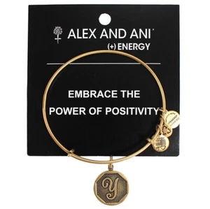 Alex and Ani NEU Monogramm Initiale Y Armreif Armband & Pflegekarte Rafaelian Gold - Bild 1 von 2