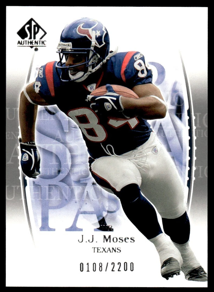 2003 SP Authentic J.J. Moses Rookie 0108/2200 Houston Texans #97 R69 - Image 1 of 2