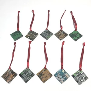 Circuit Board Christmas Ornament Set 10 Gold Motherboard Geek Gift Tech Nerd New - Bild 1 von 11