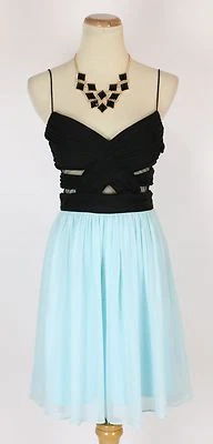 NEW Hailey Logan $85 Sleeveless Prom Formal Short Dress size 13 Black Mint - Image 1 of 4