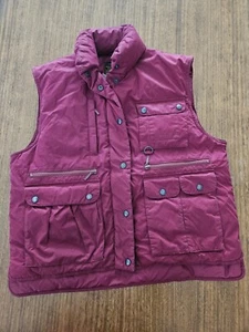 Damen Vintage Eddie Bauer Daunen gefütterte Cargo Weste Gr. Medium durchgehender Reißverschluss rot weinrot - Bild 1 von 20