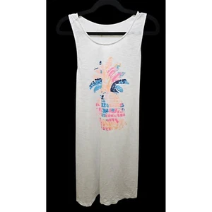 Lilly Pulitzer Whitney Pima Baumwolle Oversize Tshirt Strand Cover Ananas Damen M - Bild 1 von 8