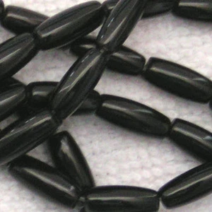 16" Strand BLACK ONYX 5x12mm Rice Oval Beads - Picture 1 of 1