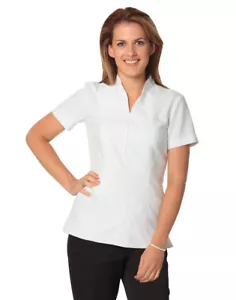 Benchmark Ladies' Full Zip Front Short Sleeve Tunic 2Side Splits Back Waist Bank - Bild 1 von 2