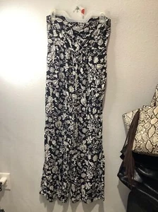 Target romper pant m women black white floral wide leg boho beach cocktail club - Picture 1 of 7