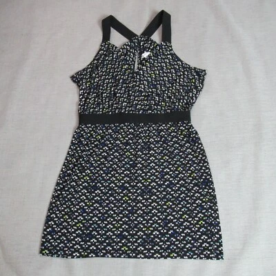 Vestido BCBGeneration Mujer Grande Negro Geométrico Blusa Fiesta Espalda Dividida Preppy Foto 1 de 4