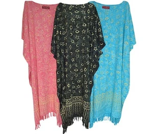 Galaxy Star Wars Damen Kaftan lang ethnisch handgefertigt lebendig große Damen einfarbig - Bild 1 von 4