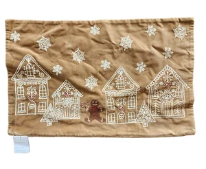 Pottery Barn Gingerbread Village Embroidered Lumbar Pillow Cover NEW Christmas - Picture 1 of 4