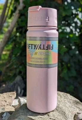 Fifty/Fifty Cherry Blossom 20 Oz Vacuum Insulated Bottle With Flip Cap New