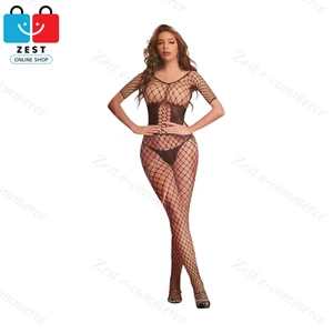 Lencería Sexy Red Negra Body-medias Malla Lencería - Imagen 1 de 7