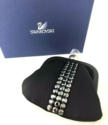 Autêntica bolsa de moedas Swarovski cetim e strass Monroe moldura preta nova na caixa - Imagem 1 de 4