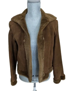 MAZMARA Italy Brown shearling short jacket open front, 4, New $2499 - Picture 1 of 9