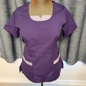 Crest Womens Scrub Workwear Sz Small Purple Polyester Blend Short Sleeve - Picture 1 of 4