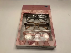 TAHARI Reading Glasses 3 Pk Readers Premium Cat Eye Brown Blue Black +2.50 NEW - Bild 1 von 2