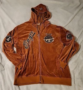 Enyce Denim Orange Mens 3XL Full Zip Baggy Embroidered Patch Hip Hop Y2K Hoodie - Picture 1 of 8