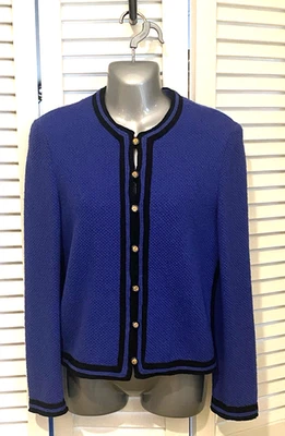 Vintage Castleberry Knit Cardigan Women’s 34/35 Wool Blend Button Up Blue Black - Image 1 of 4