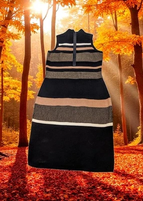 Vestido Suéter para Mujer WHITE HOUSE BLACK MARKET Negro Beige Rayas MEZCLA DE LANA 16 Foto 1 de 4