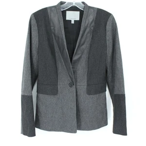 Classiques Entier Jacket Womens 4 Wool Leather Trim Button Blazer Career Classic - Picture 1 of 11