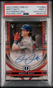 2023 Topps Tribute RED RC AUTO Brett Baty PSA 9! Mets! Rookie! Autograph! /10 - Picture 1 of 2